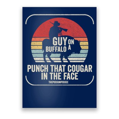 Retro Vintage Guy On A Buffalo Possum Possee Cool Gift Poster