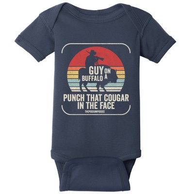 Retro Vintage Guy On A Buffalo Possum Possee Cool Gift Baby Bodysuit