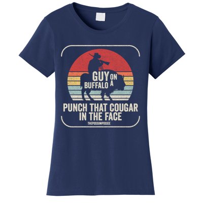 Retro Vintage Guy On A Buffalo Possum Possee Cool Gift Women's T-Shirt