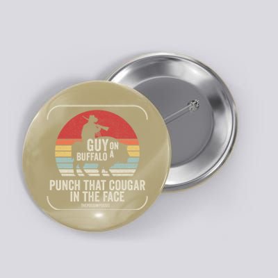 Retro Vintage Guy On A Buffalo Possum Possee Cool Gift Button