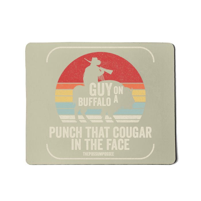 Retro Vintage Guy On A Buffalo Possum Possee Cool Gift Mousepad