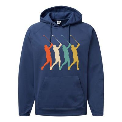 Retro Vintage Golf Lover Performance Fleece Hoodie