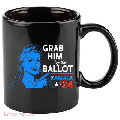 Retro Vintage Grab Him The Ballot Kamala Harris 2024 11oz C Handle Ceramic Mug