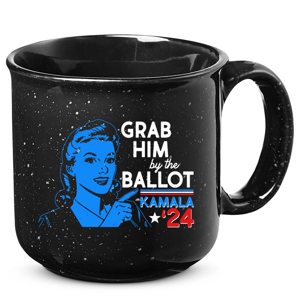 Retro Vintage Grab Him The Ballot Kamala Harris 2024 15oz Campfire Ceramic Mug