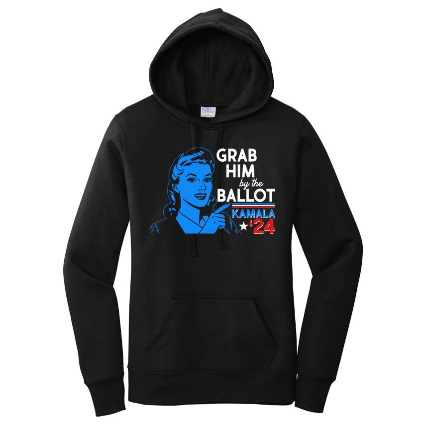Retro Vintage Grab Him The Ballot Kamala Harris 2024 Women's Pullover Hoodie