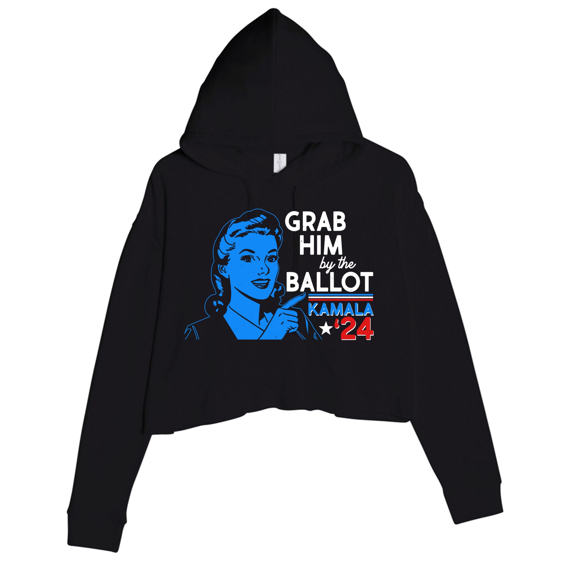 Retro Vintage Grab Him The Ballot Kamala Harris 2024 Crop Fleece Hoodie