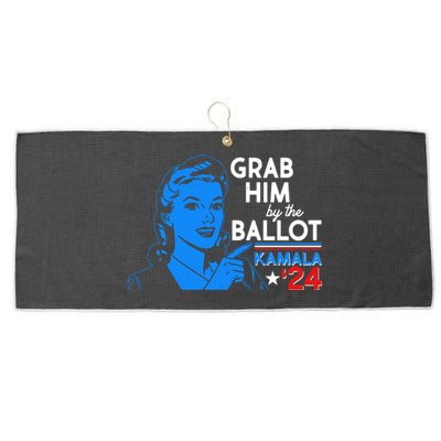 Retro Vintage Grab Him The Ballot Kamala Harris 2024 Large Microfiber Waffle Golf Towel