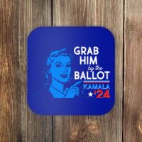 Retro Vintage Grab Him The Ballot Kamala Harris 2024 Coaster