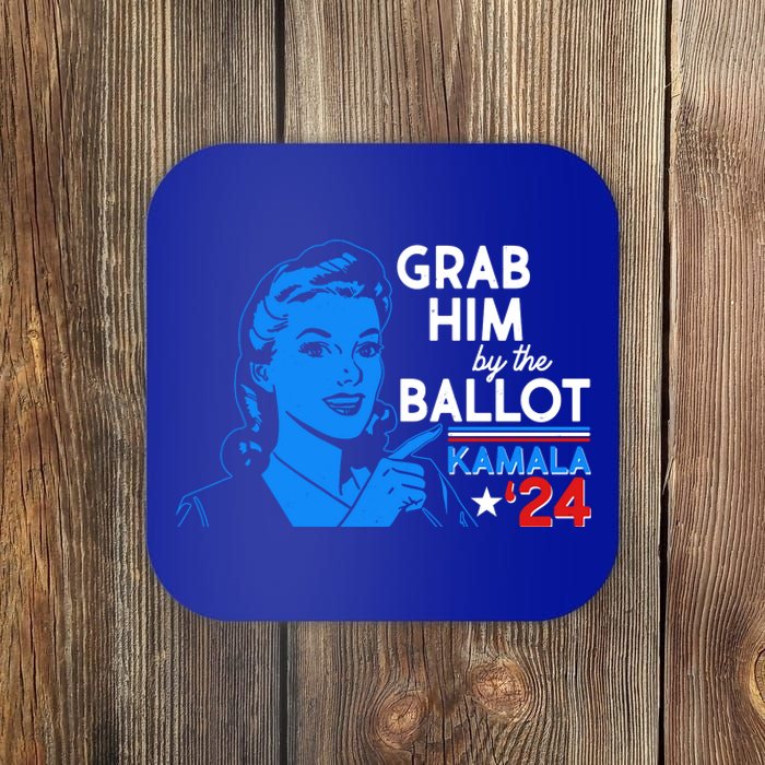 Retro Vintage Grab Him The Ballot Kamala Harris 2024 Coaster