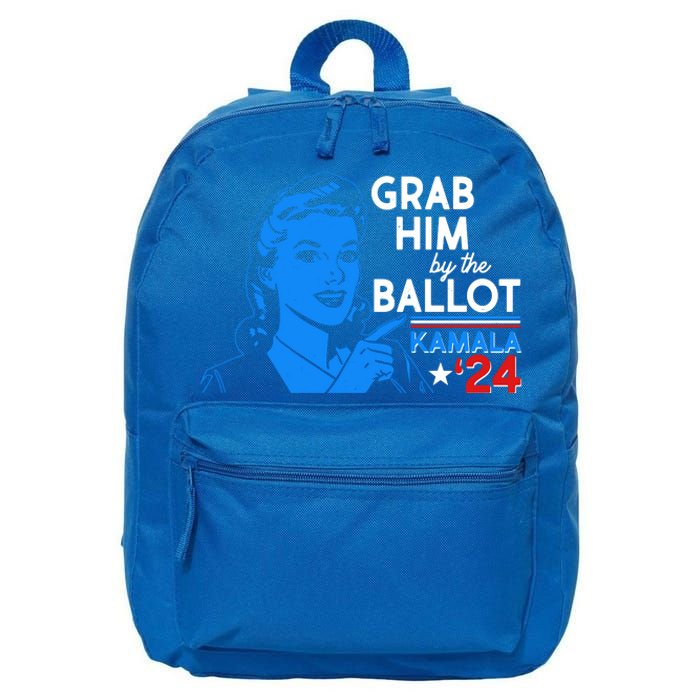 Retro Vintage Grab Him The Ballot Kamala Harris 2024 16 in Basic Backpack