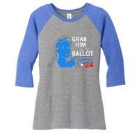 Retro Vintage Grab Him The Ballot Kamala Harris 2024 Women's Tri-Blend 3/4-Sleeve Raglan Shirt