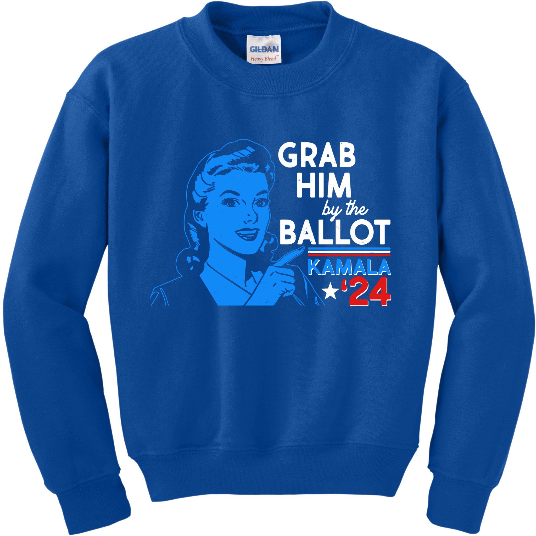 Retro Vintage Grab Him The Ballot Kamala Harris 2024 Kids Sweatshirt