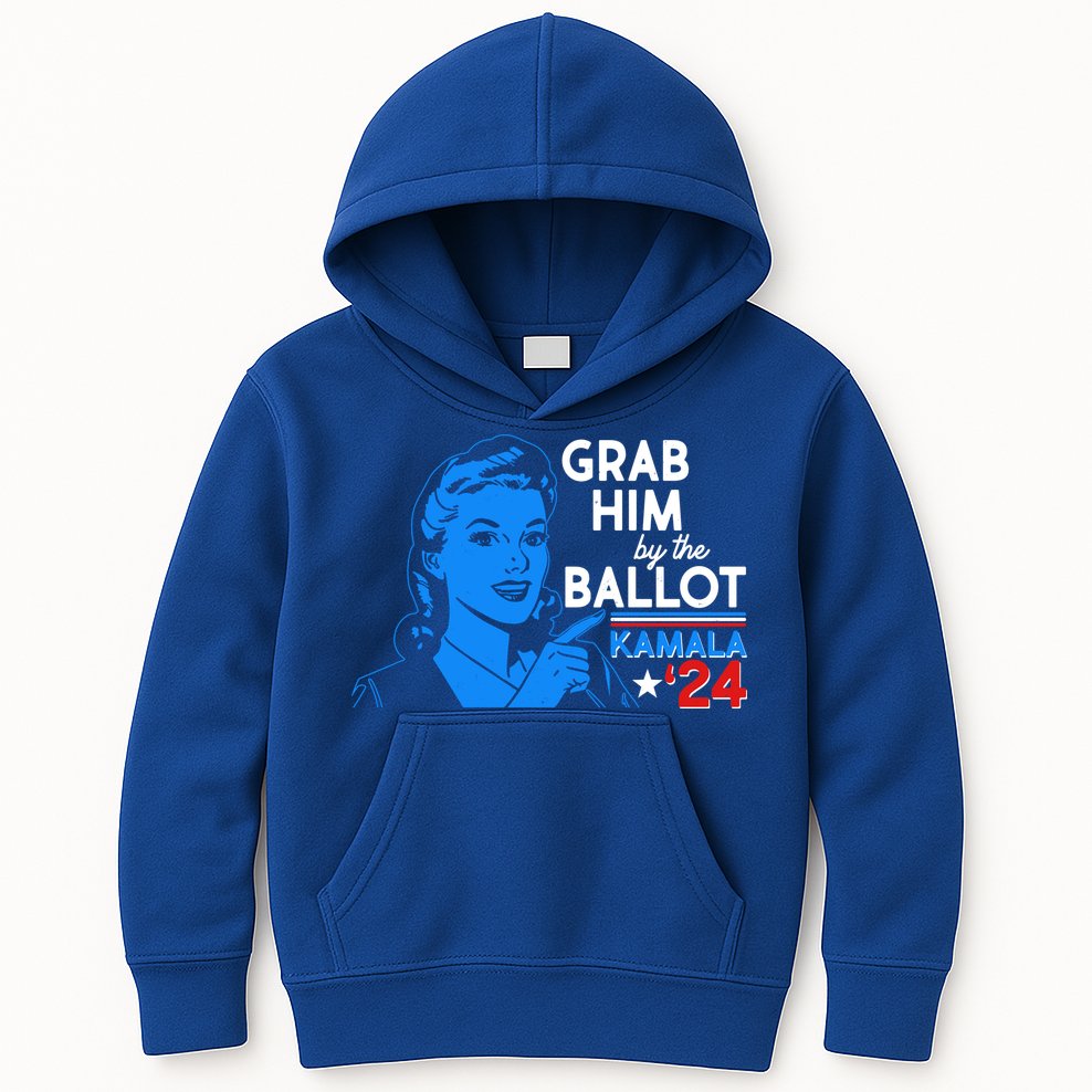 Retro Vintage Grab Him The Ballot Kamala Harris 2024 Kids Hoodie