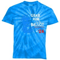 Retro Vintage Grab Him The Ballot Kamala Harris 2024 Kids Tie-Dye T-Shirt