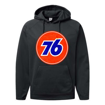 Retro Vintage GasStation Union 76 Motor Oil Car Bikes Garage Performance Fleece Hoodie