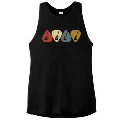 Retro Vintage Guitar Pick For Guitarist Music Ladies PosiCharge Tri-Blend Wicking Tank