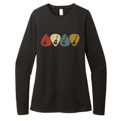 Retro Vintage Guitar Pick For Guitarist Music Womens CVC Long Sleeve Shirt