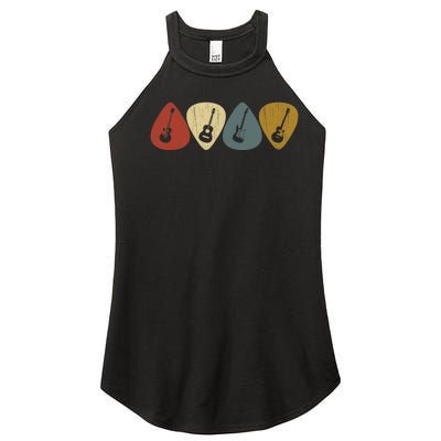 Retro Vintage Guitar Pick For Guitarist Music Women’s Perfect Tri Rocker Tank