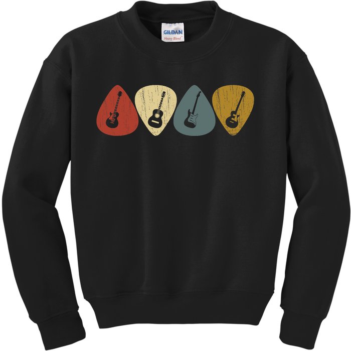 Retro Vintage Guitar Pick For Guitarist Music Kids Sweatshirt