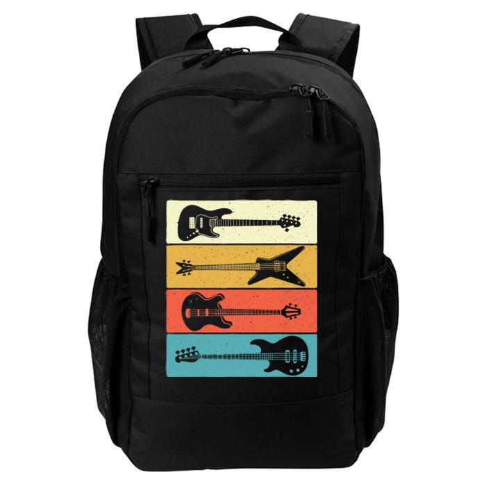 Retro Vintage Guitars - Bass Guitar Music Lover Bassist Daily Commute Backpack