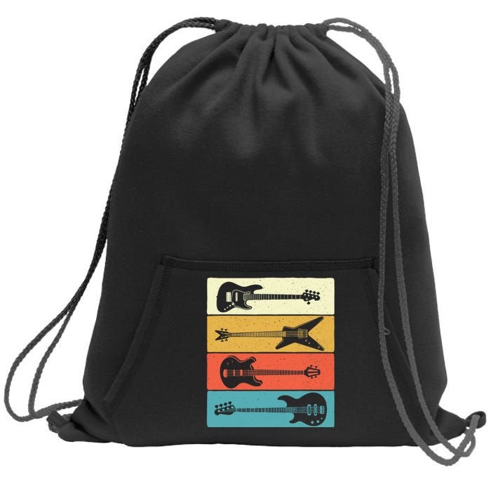 Retro Vintage Guitars - Bass Guitar Music Lover Bassist Sweatshirt Cinch Pack Bag