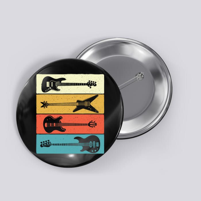 Retro Vintage Guitars - Bass Guitar Music Lover Bassist Button