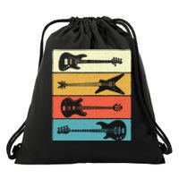 Retro Vintage Guitars - Bass Guitar Music Lover Bassist Drawstring Bag