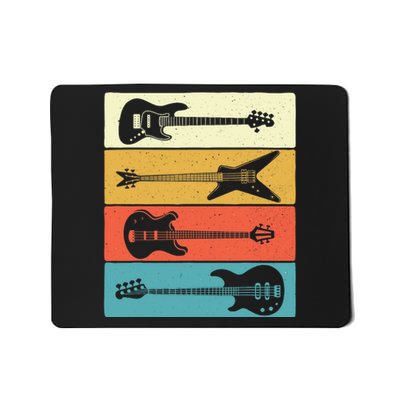 Retro Vintage Guitars - Bass Guitar Music Lover Bassist Mousepad