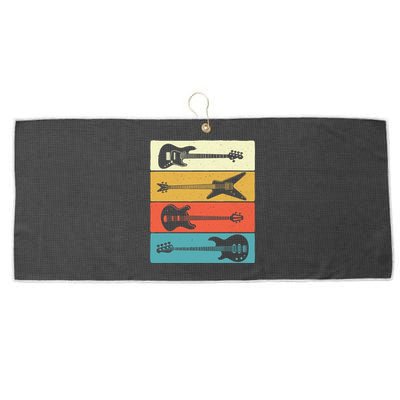 Retro Vintage Guitars - Bass Guitar Music Lover Bassist Large Microfiber Waffle Golf Towel