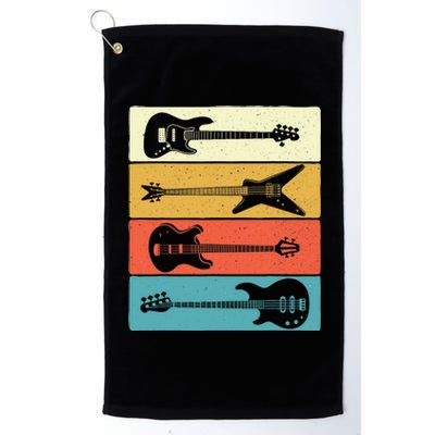 Retro Vintage Guitars - Bass Guitar Music Lover Bassist Platinum Collection Golf Towel