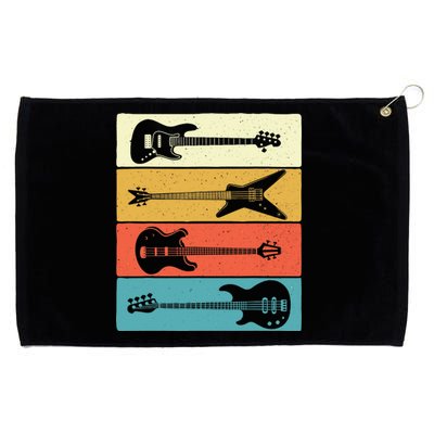 Retro Vintage Guitars - Bass Guitar Music Lover Bassist Grommeted Golf Towel