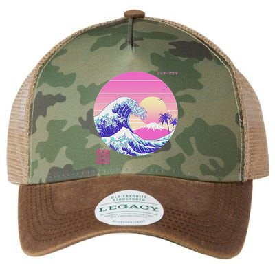 Retro Vaporwave Great Wave Japanese Aesthetic Design Legacy Tie Dye Trucker Hat