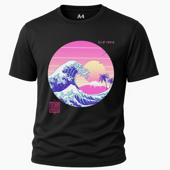 Retro Vaporwave Great Wave Japanese Aesthetic Design Cooling Performance Crew T-Shirt