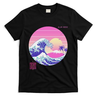 Retro Vaporwave Great Wave Japanese Aesthetic Design T-Shirt