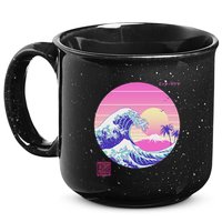 Retro Vaporwave Great Wave Japanese Aesthetic Design 15oz Campfire Ceramic Mug