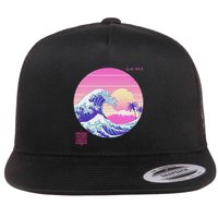 Retro Vaporwave Great Wave Japanese Aesthetic Design Flatbill Hat