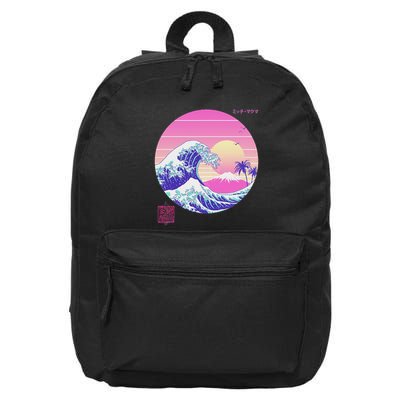 Retro Vaporwave Great Wave Japanese Aesthetic Design 16 in Basic Backpack