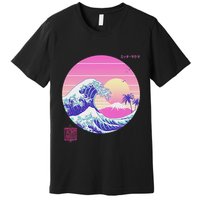 Retro Vaporwave Great Wave Japanese Aesthetic Design Premium T-Shirt
