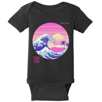 Retro Vaporwave Great Wave Japanese Aesthetic Design Baby Bodysuit