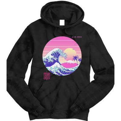 Retro Vaporwave Great Wave Japanese Aesthetic Design Tie Dye Hoodie