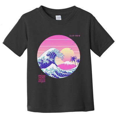 Retro Vaporwave Great Wave Japanese Aesthetic Design Toddler T-Shirt