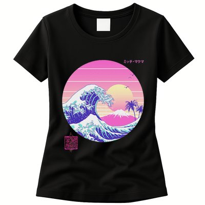 Retro Vaporwave Great Wave Japanese Aesthetic Design Womens T-Shirt