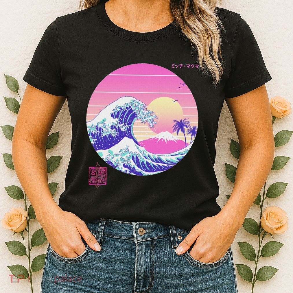 Retro Vaporwave Great Wave Japanese Aesthetic Design Womens T-Shirt