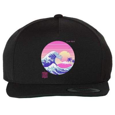 Retro Vaporwave Great Wave Japanese Aesthetic Design Wool Snapback Cap