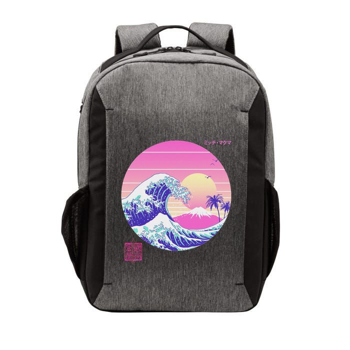 Retro Vaporwave Great Wave Japanese Aesthetic Design Vector Backpack