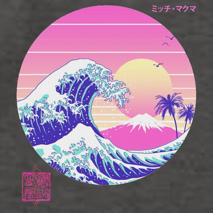 Retro Vaporwave Great Wave Japanese Aesthetic Design Vector Backpack