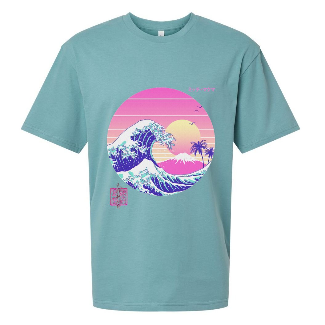 Retro Vaporwave Great Wave Japanese Aesthetic Design Sueded Cloud Jersey T-Shirt
