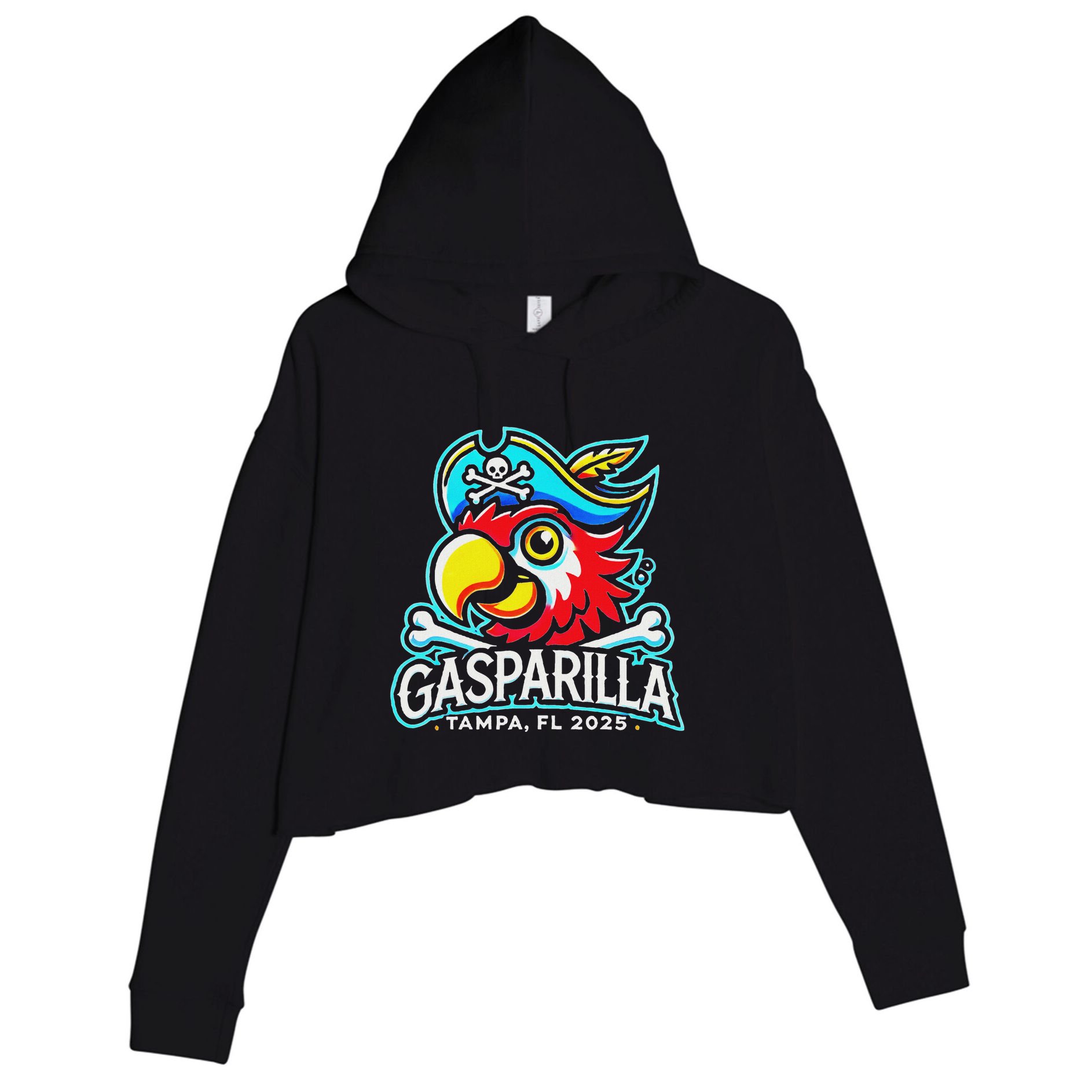 Retro Vintage Gasparilla Tampa Fl 2025 Pirate Festival Crop Fleece Hoodie