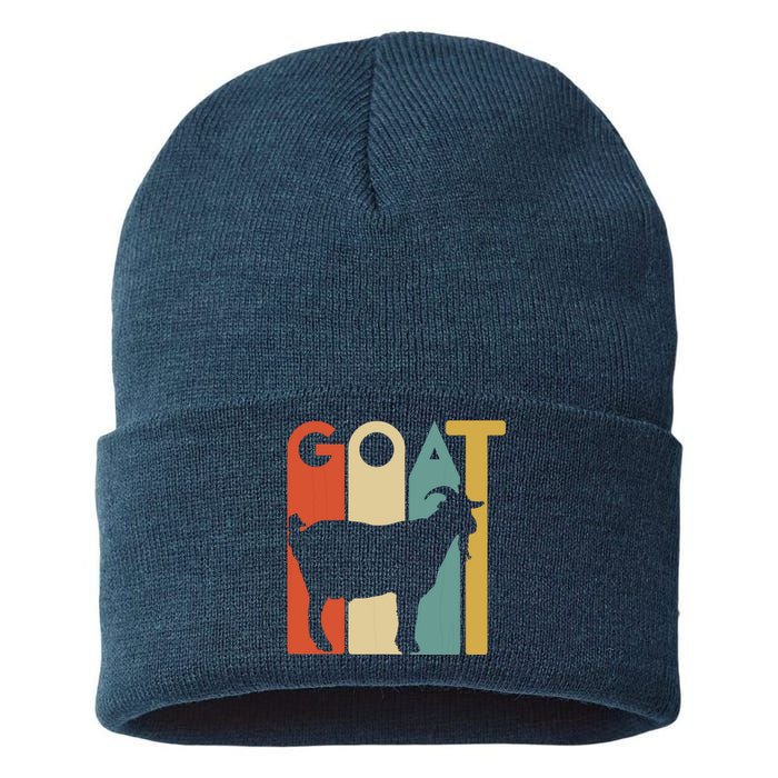 Retro Vintage Goat Tee Animal Goats Lover Gifts Sustainable Knit Beanie