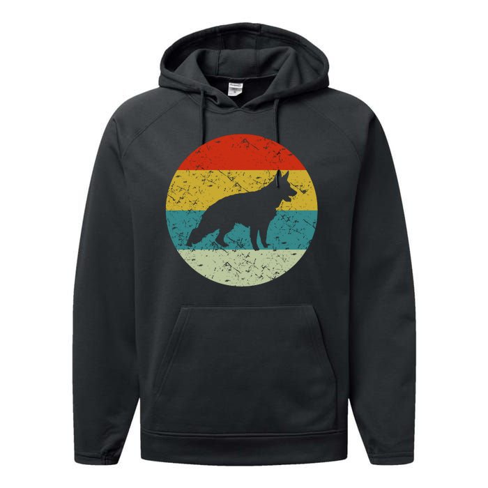 Retro Vintage German Shepherd Performance Fleece Hoodie